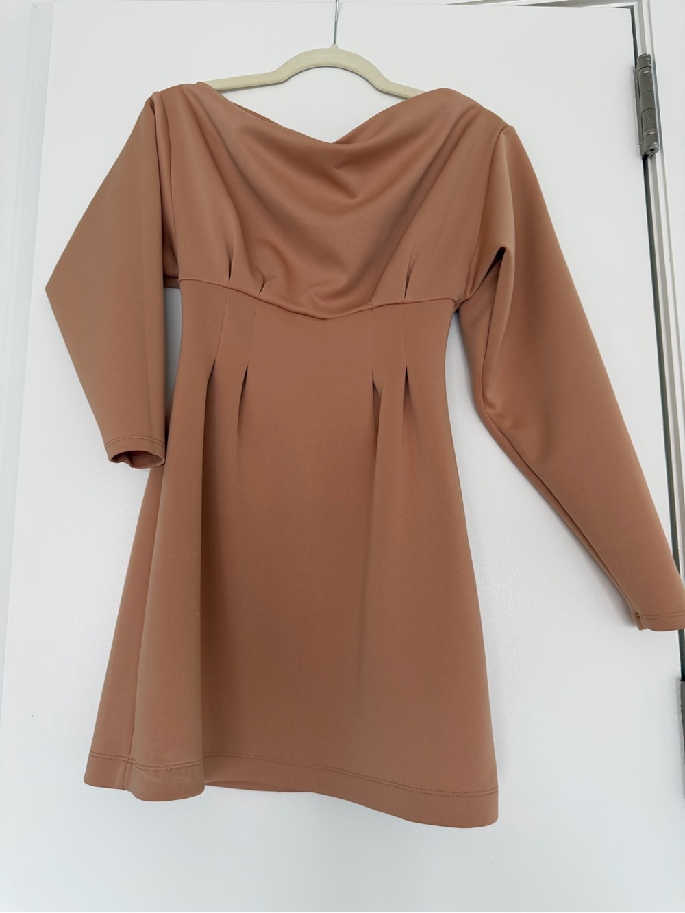 ASOS Taupe Brown Mini Dress with Drape Neck